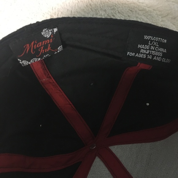 Miami Ink Black Cotton Hat with cross and gem accents - Picture 5 of 5